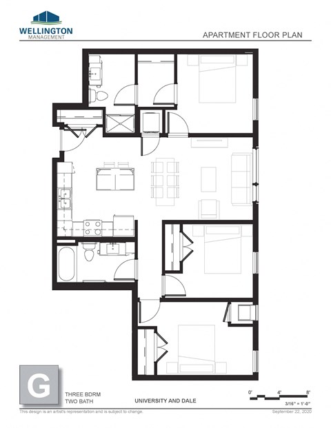 a floor plan of a home with a bedroom and a living room